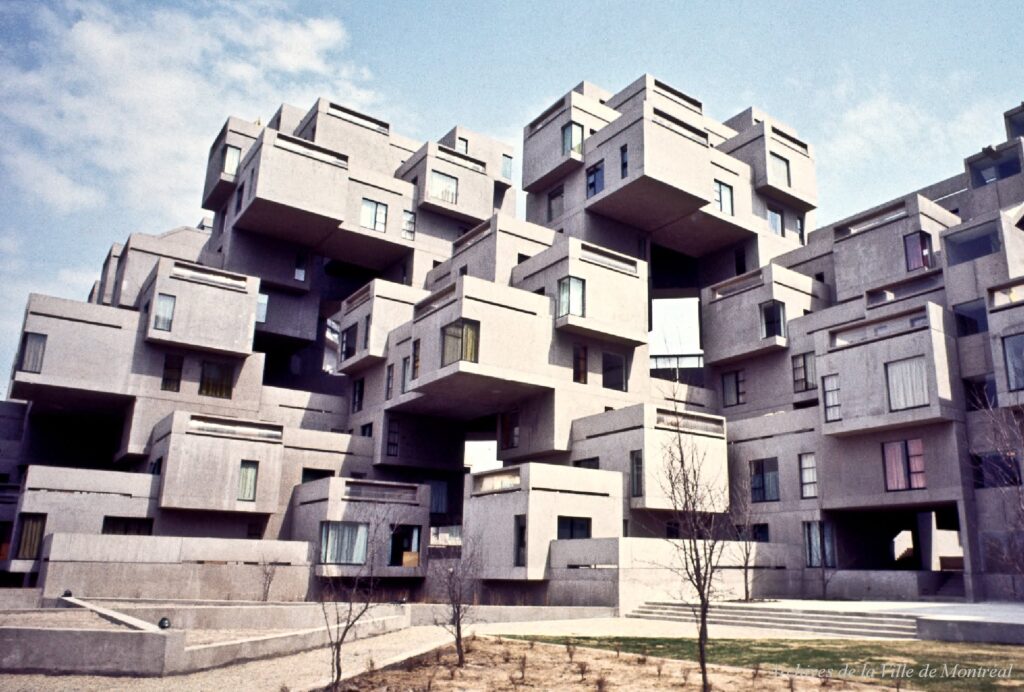 Cité du Havre, Habitat 67. – 1967. Photographie de Roger La Roche. Archives de la Ville de Montréal. P189-1-01-P592