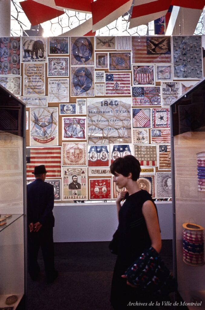 Ile Sainte Hélène, Pavillon des États-Unis. – 1967. Photographie de Roger La Roche. Archives de la Ville de Montréal. P189-1-01-P013